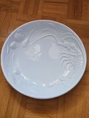 White Embossed Seafood Serving Platter - Home Dining